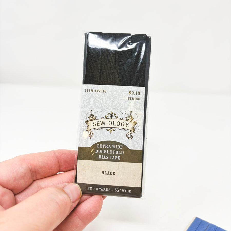 Sewology Extra Wide Double Fold Bias Tape - Black