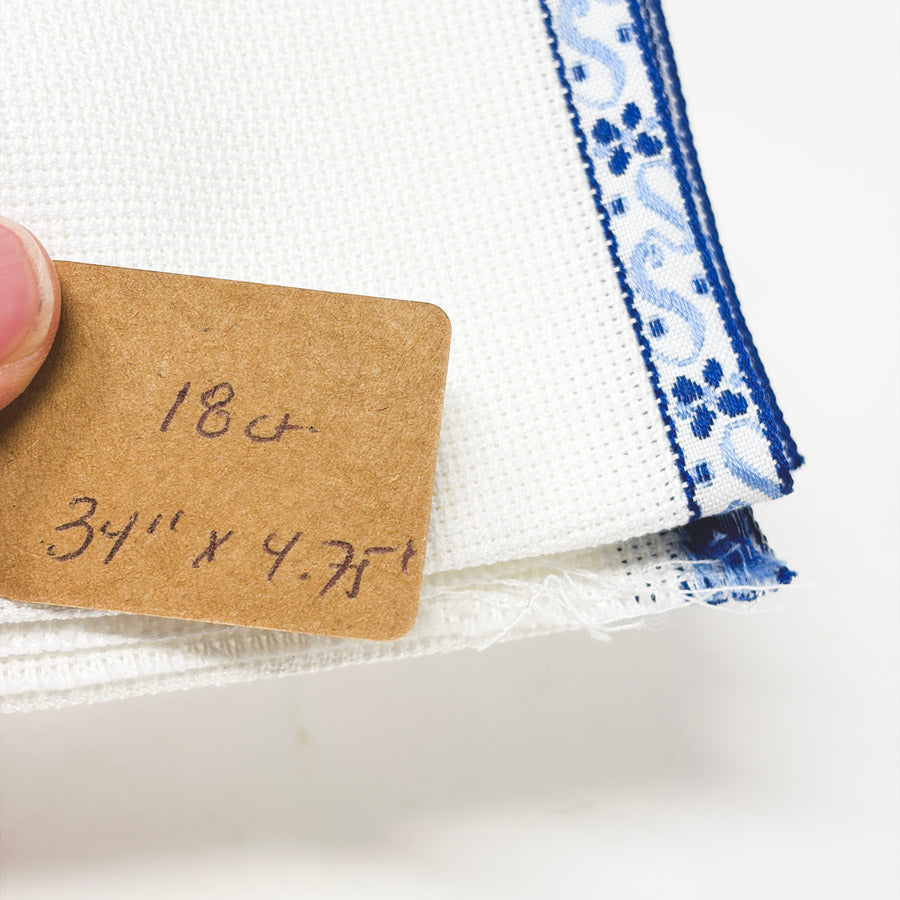 18 ct Blue Ribbon Edge Linen Banding – 4.75" x 34"