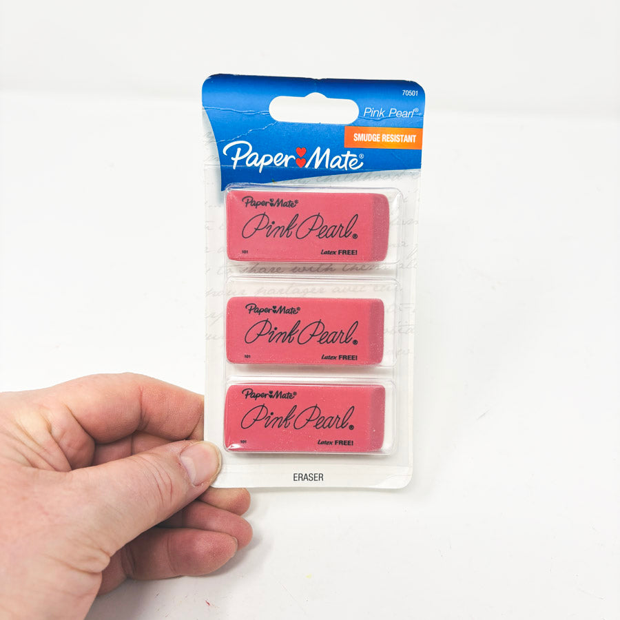 3pk Paper Mate Pink Pearl Erasers