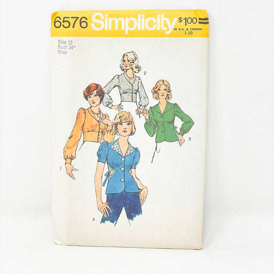 Vintage Simplicity Top Sewing Pattern 6576 - Size 12