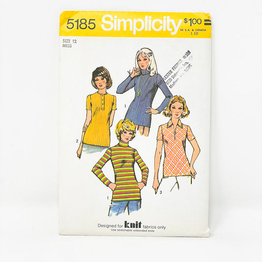 Vintage Simplicity Knit Top Sewing Pattern 5185 - Size 12