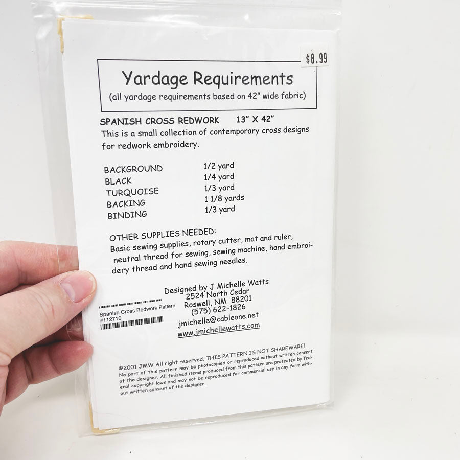 Spanish Cross Redwork Embroidery & Quilt Pattern