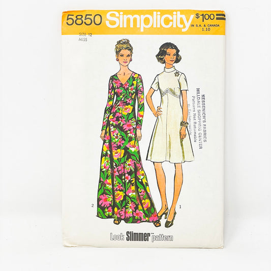 Vintage Simplicity Dress Sewing Pattern 5850 - Size 12