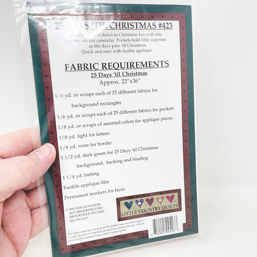 25 Days 'til Christmas Quilt Pattern by Little Country Quilts