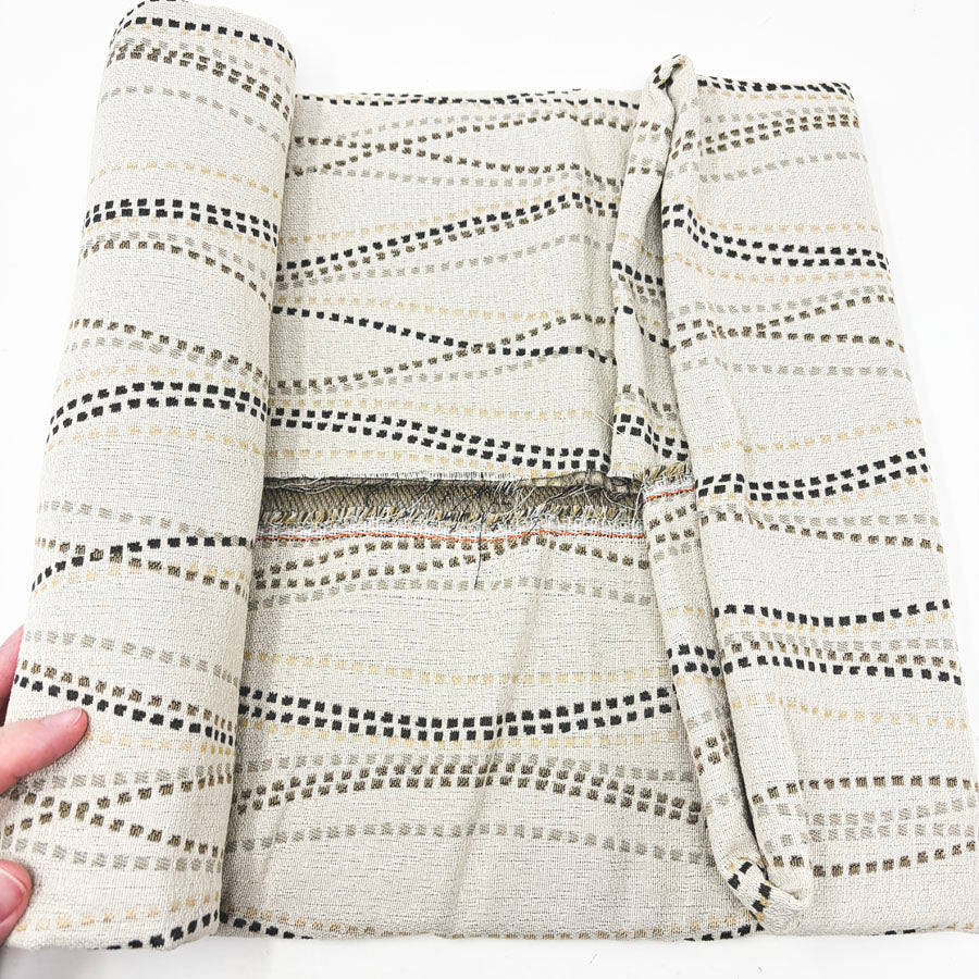 27" x 68" Tan Ribbons Upholstery Fabric (Remnant)