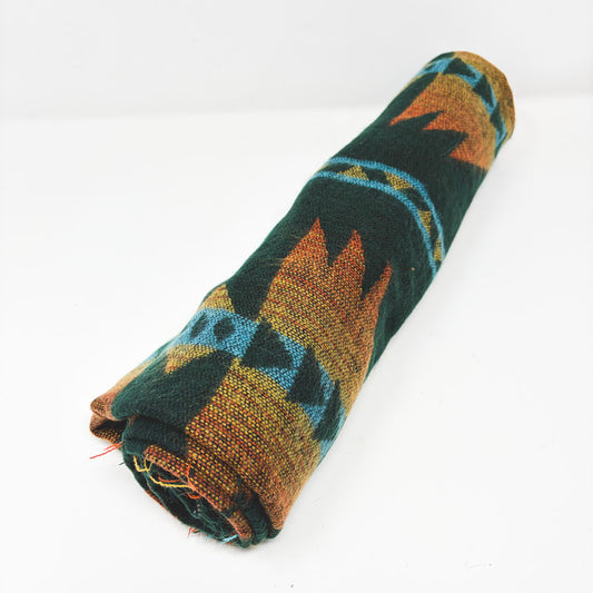 56" x 48" Green/Multicolor Native Pattern Lightweight Blanket Style Fabric