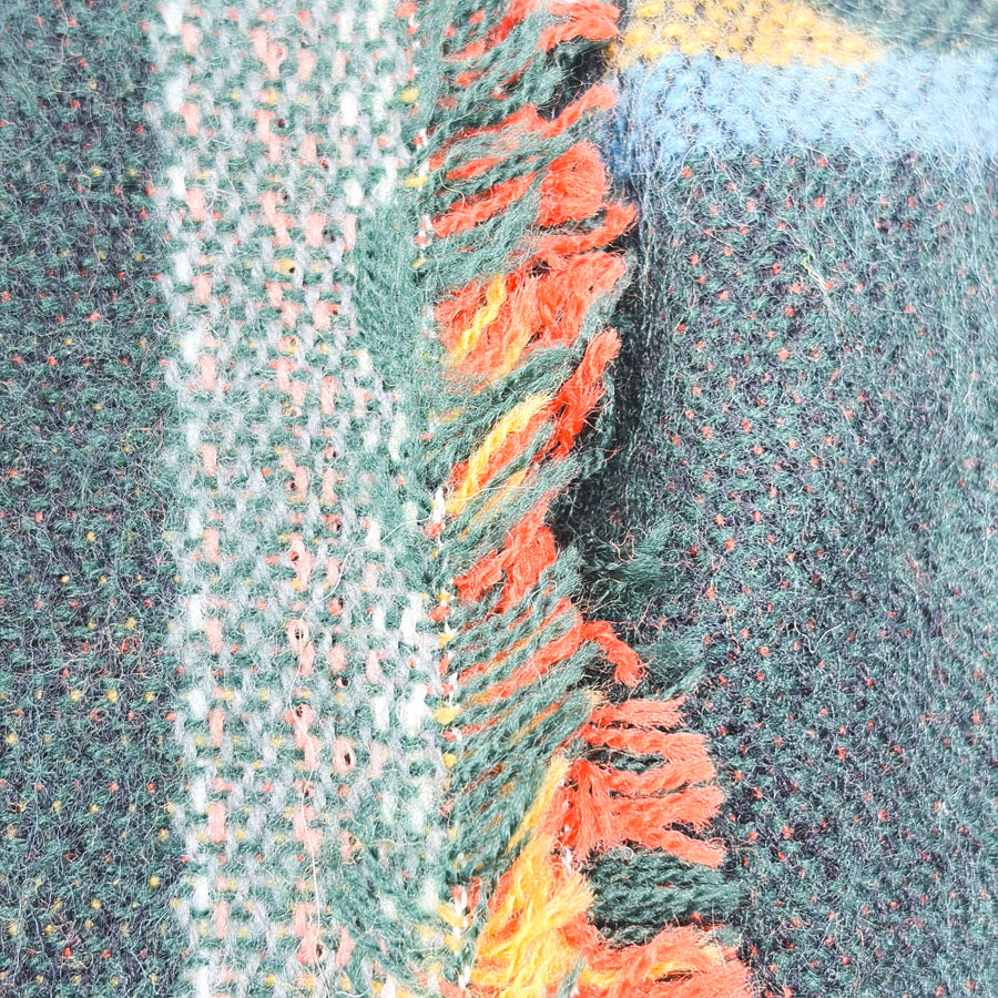 56" x 48" Green/Multicolor Native Pattern Lightweight Blanket Style Fabric