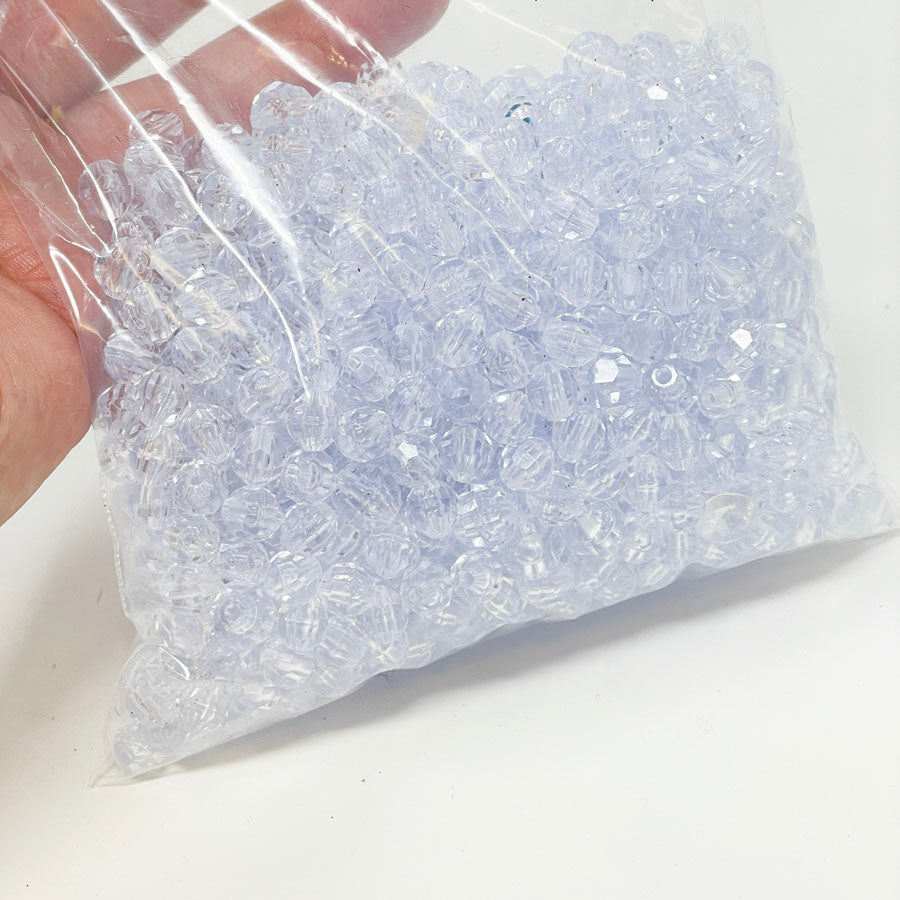 Crystal Clear Round Faceted Beads