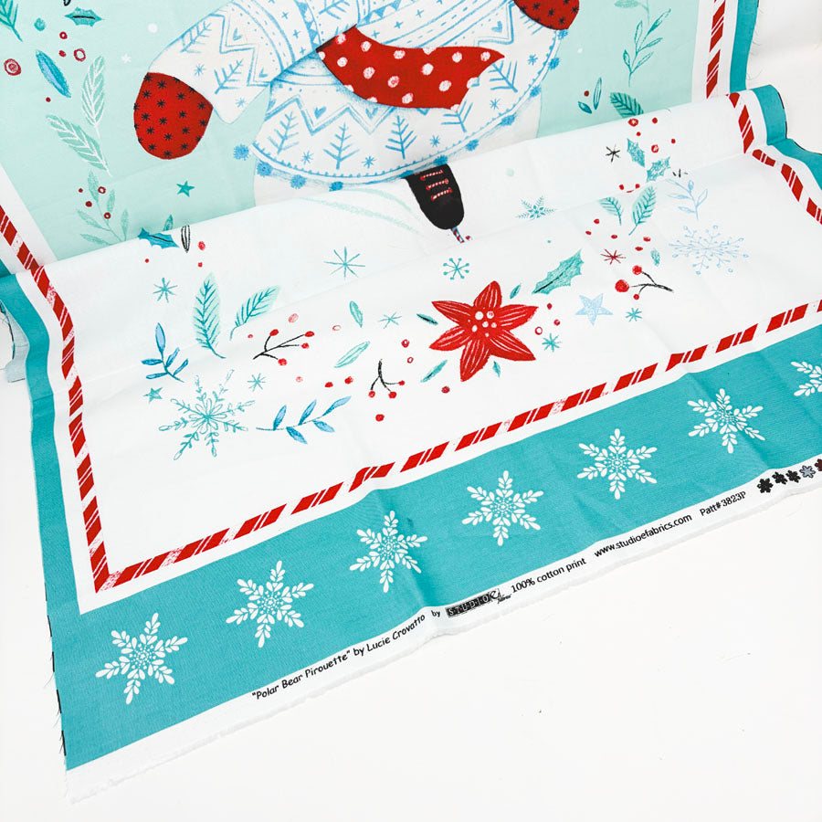 23" x 44" Lucie Crovatto - Polar Bear Pirouette Fabric Panel