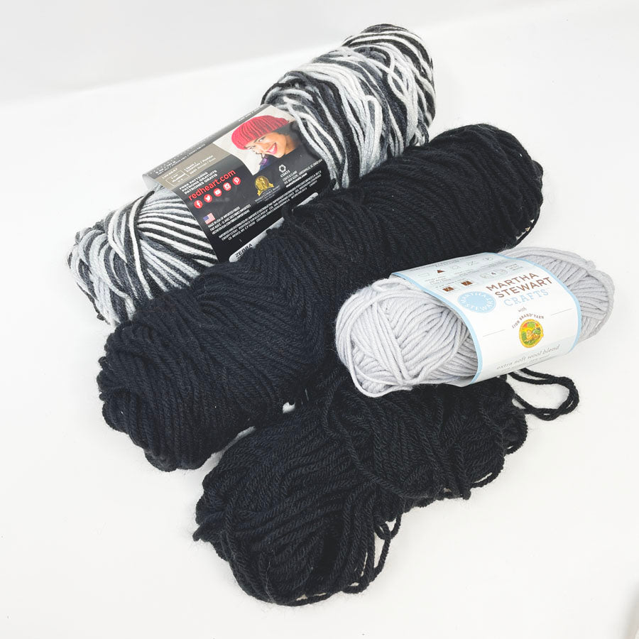 Gray & Black Acrylic Yarn Bundle