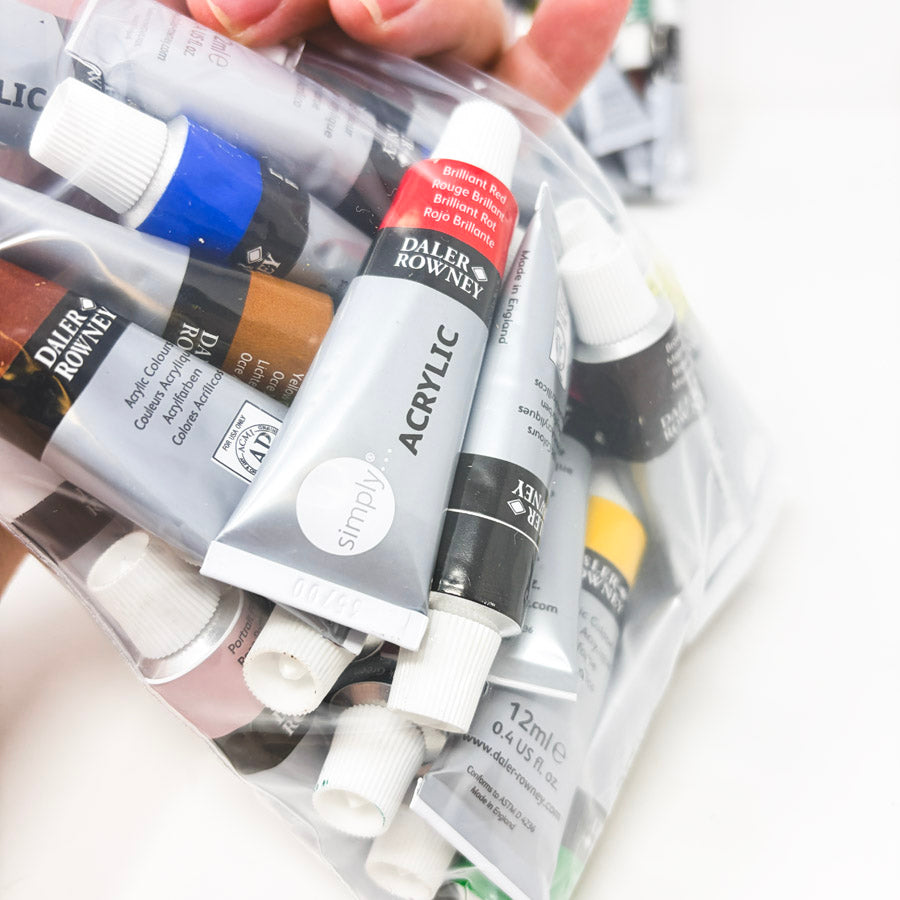 6x9 Bagged Bundle of Daler Rowney Acrylic Paint – 12ml Tubes (1)