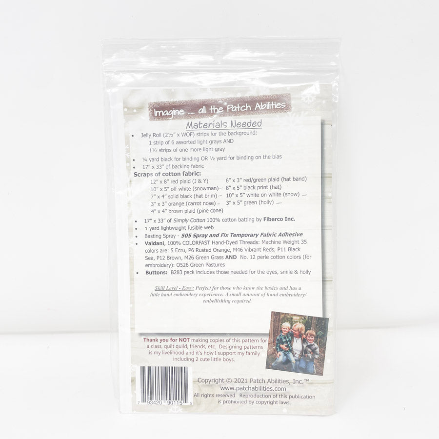 Snowman Joy Quilting Pattern by Patch Abilities, Inc