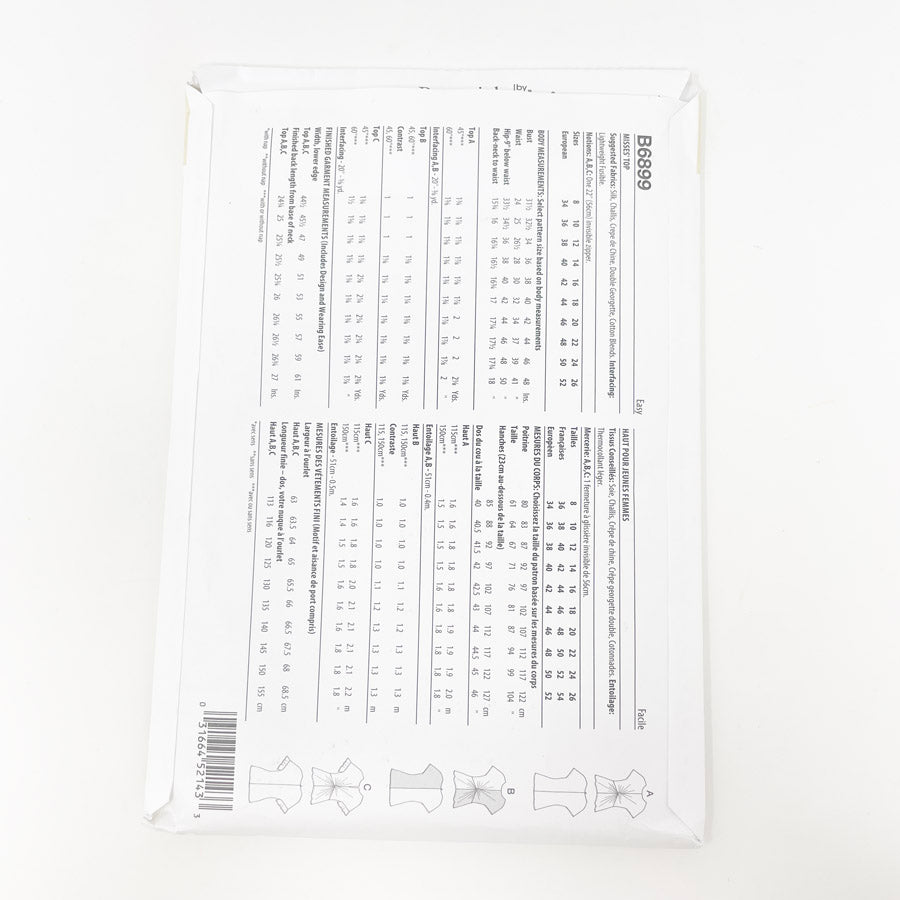 2022- Butterick- B6899- Misses' Top- Sizes- 8-16