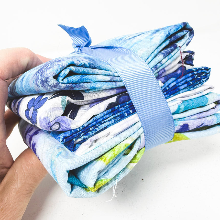 Cool Blues Flower Fabric Bundle