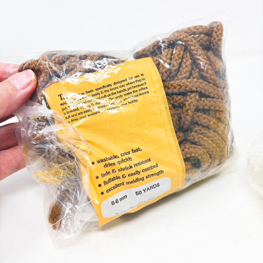 Vintage Brown Macrame Braid by Pepperell Braiding Company