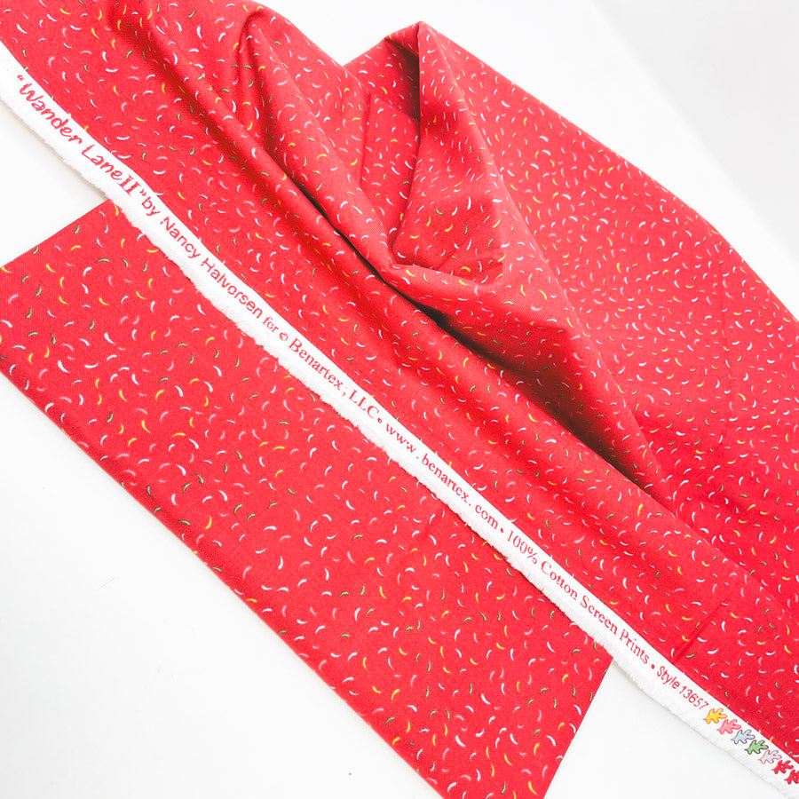 1.5 Yds x 44" Red Confetti Cotton Fabric