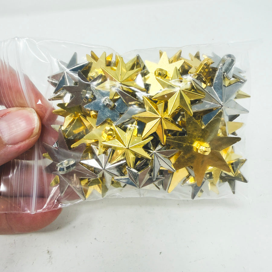 Plastic Metallic Star-Shaped Shank Buttons