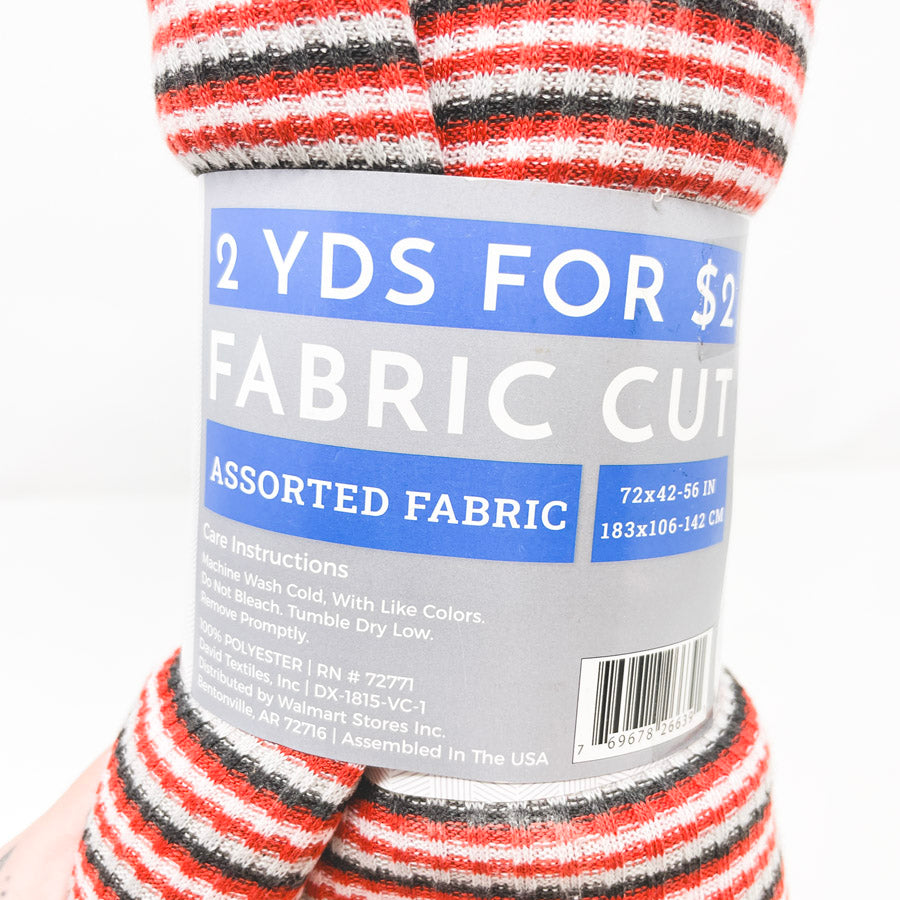 2 Yds Red Striped Polyester Knit Fabric