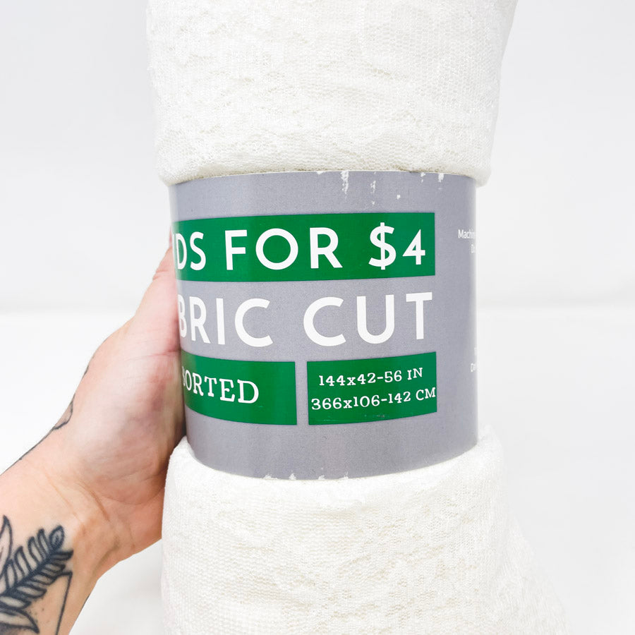 4 Yds White Polyester Lace Fabric