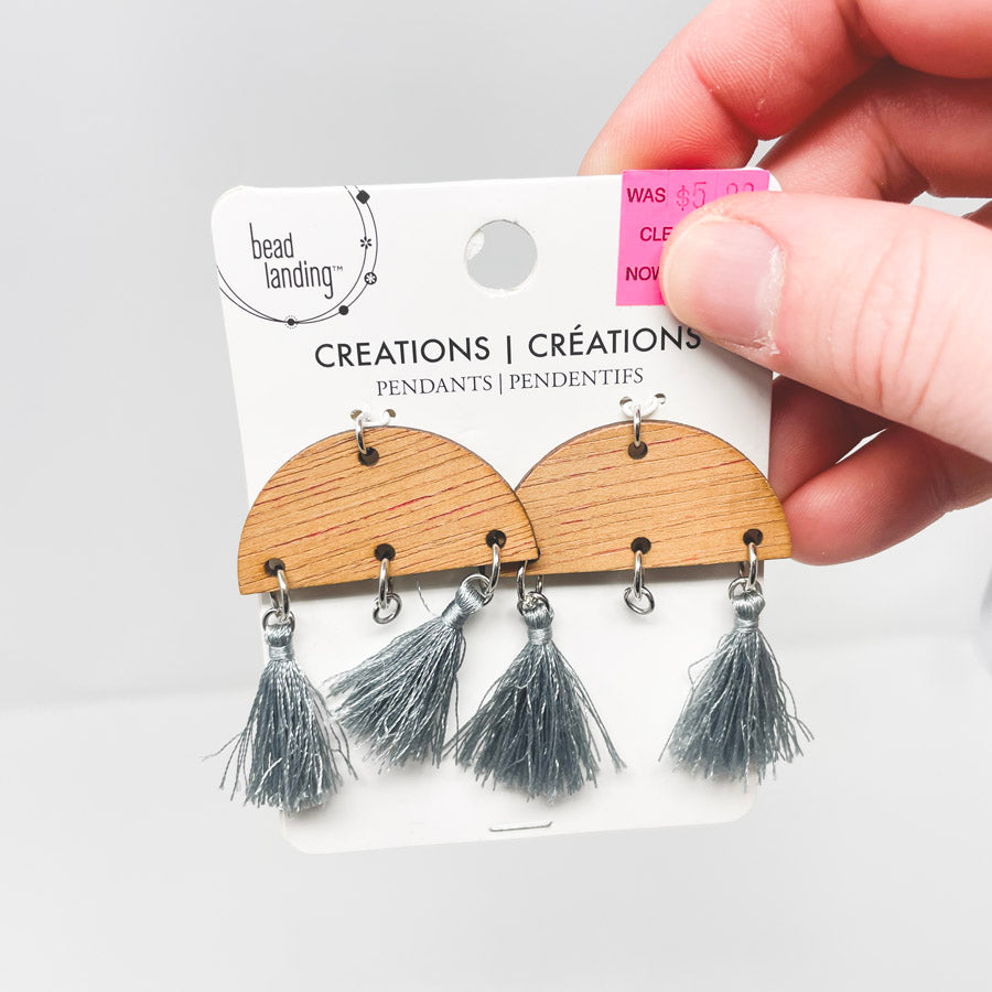 Bead Landing Wood and Tassel Pendants