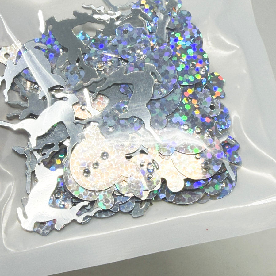 Silver Reindeer & Snowmen Confetti Pack