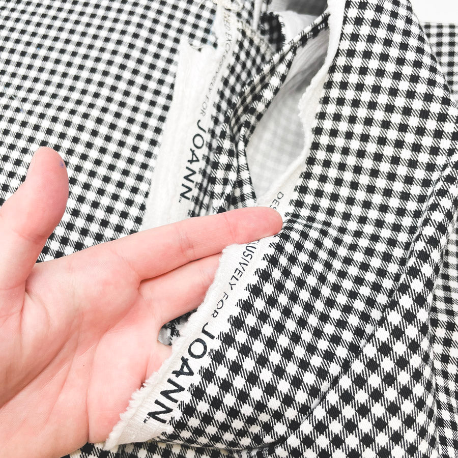 3 Yds x 56" Black and White Stiff/Medium Weight Gingham Fabric