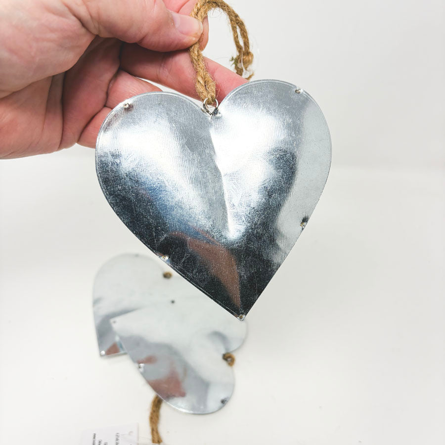 Galvanized Metal Puffed Heart Decor