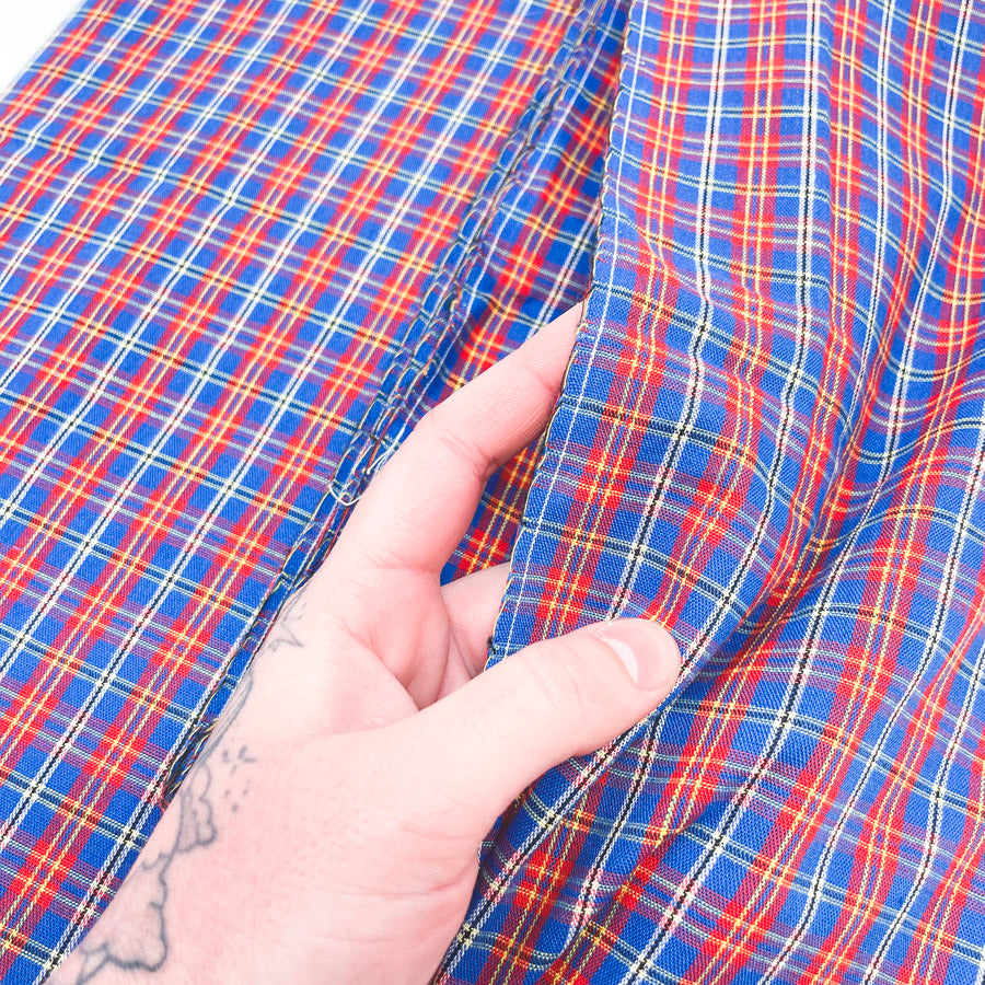 2 Yds x 45" Red and Blue Plaid Woven Fabric