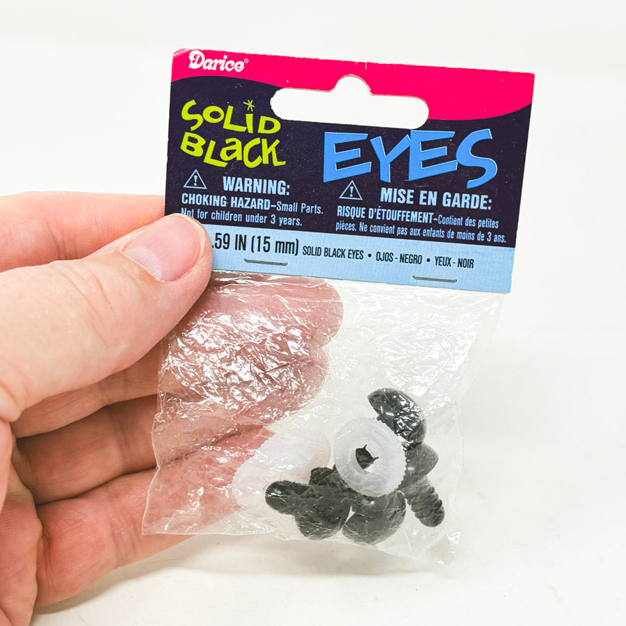 Darice Solid Black Eyes - 15mm