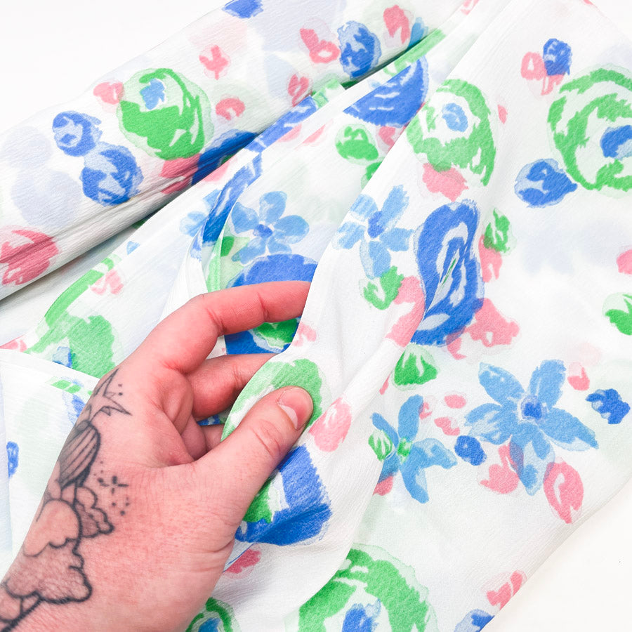 3.25 Yds x 42" Spring Floral Lightweight Crepe Fabric