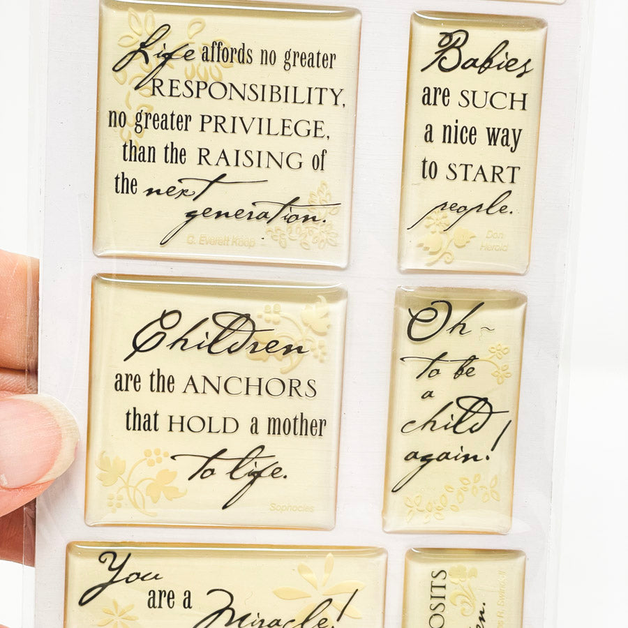 Cloud Design Clear Epoxy Quote Stickers
