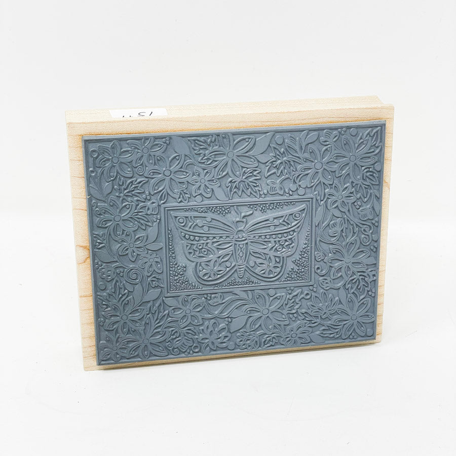 Floral Framed Butterfly Rubber Stamp by Magenta Stamp