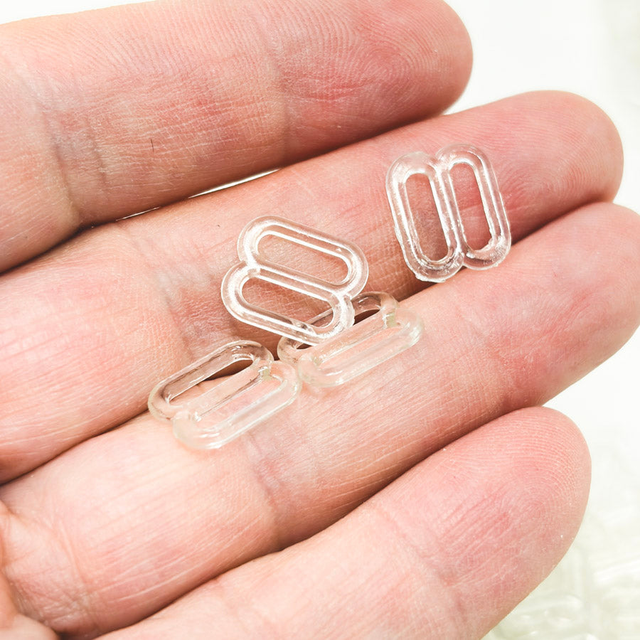 Bulk Clear Plastic Bra/Lingerie Strap Sliders - Ring or Figure Eight