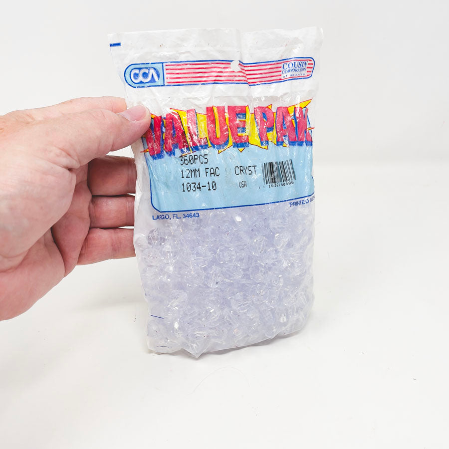 Value Pak 12mm Faceted Plastic Beads (Open)