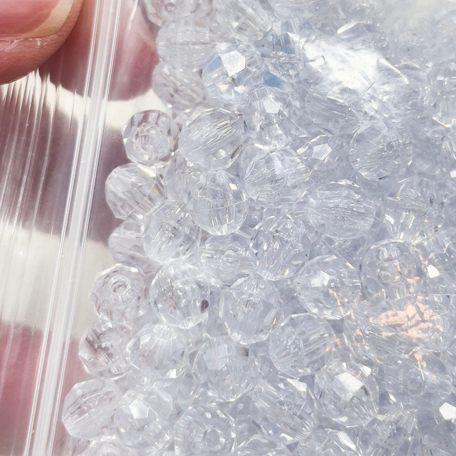 Faceted Clear Plastic Beads