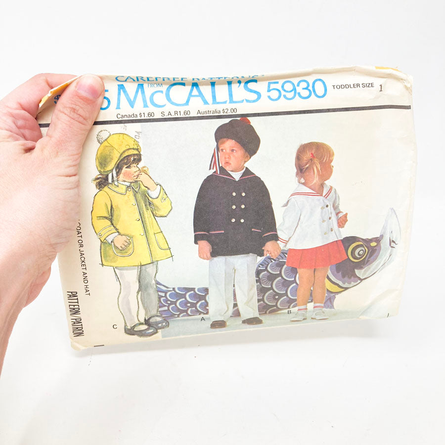 McCall's 5930 Sewing Pattern - Toddler Size 1 - 1978