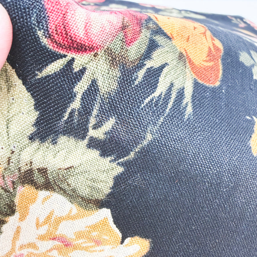 100" x 54" Black Rose Woven Fabric (Stiff/Burlap Style)
