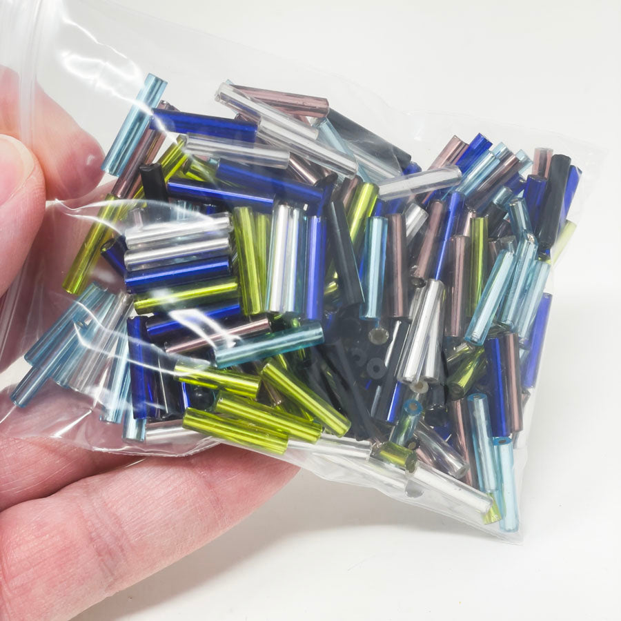 Assorted Lined Bugle Beads