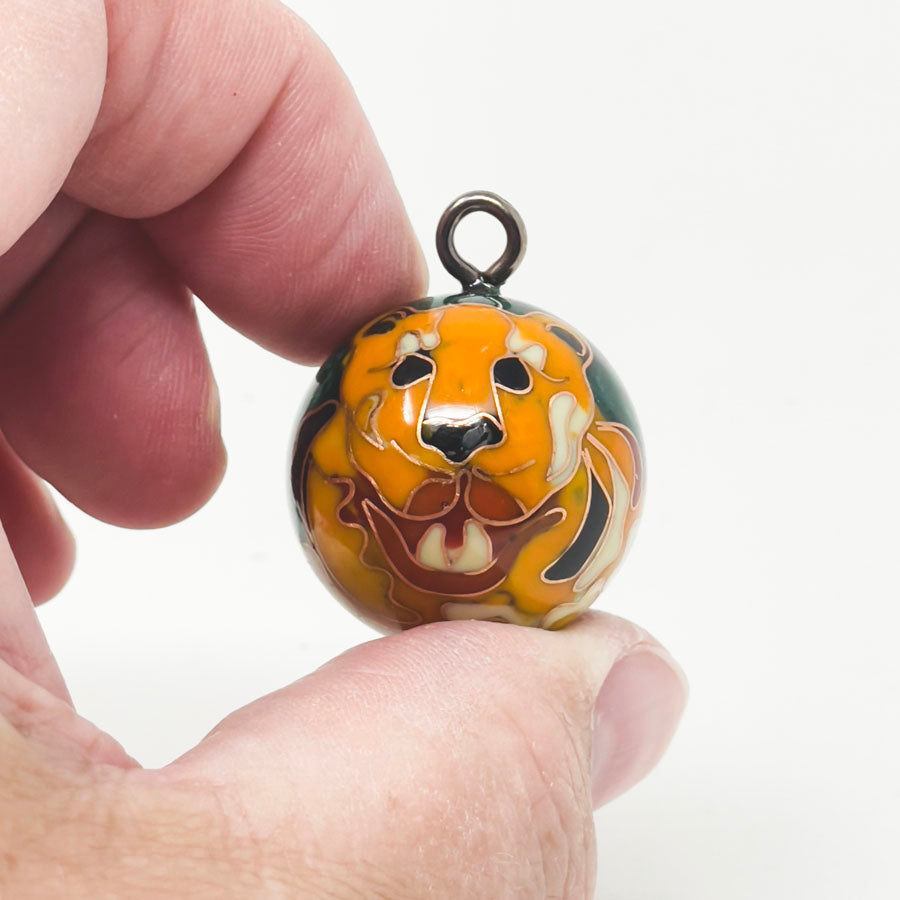 Vintage Cloisonne Chi Bell Ball Tiger Pendant
