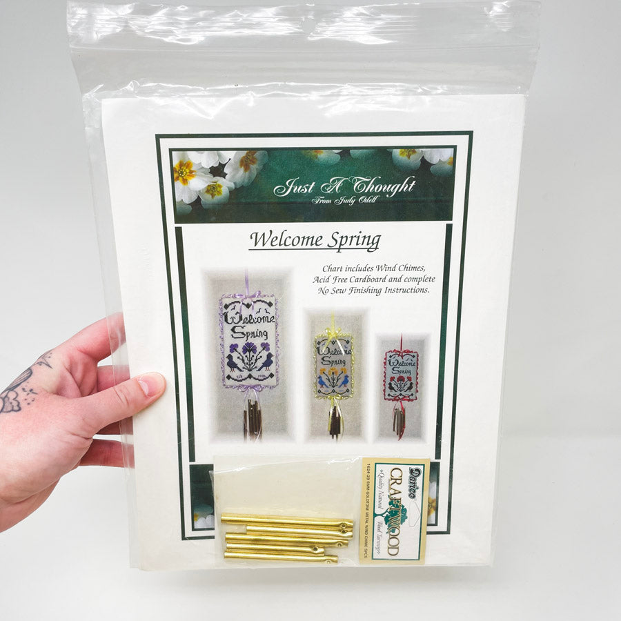 Welcome Spring Cross Stitch Pattern with Windchimes by Brittercup Designs