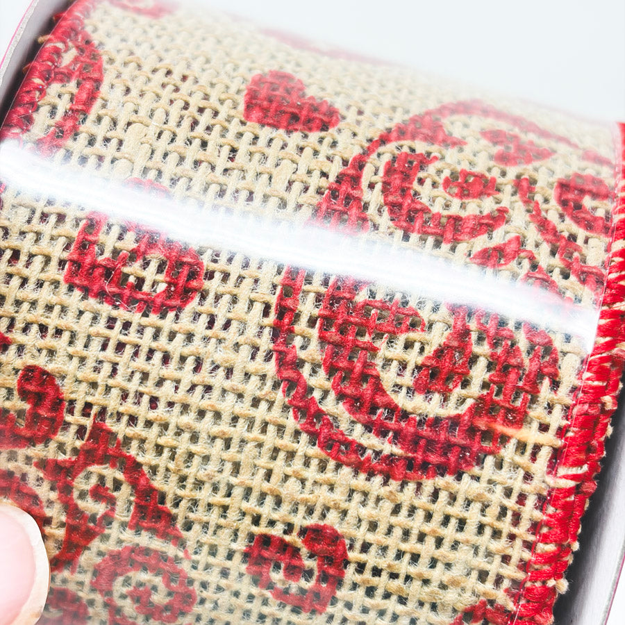 Valentine's Burlap Heart Holiday Ribbon