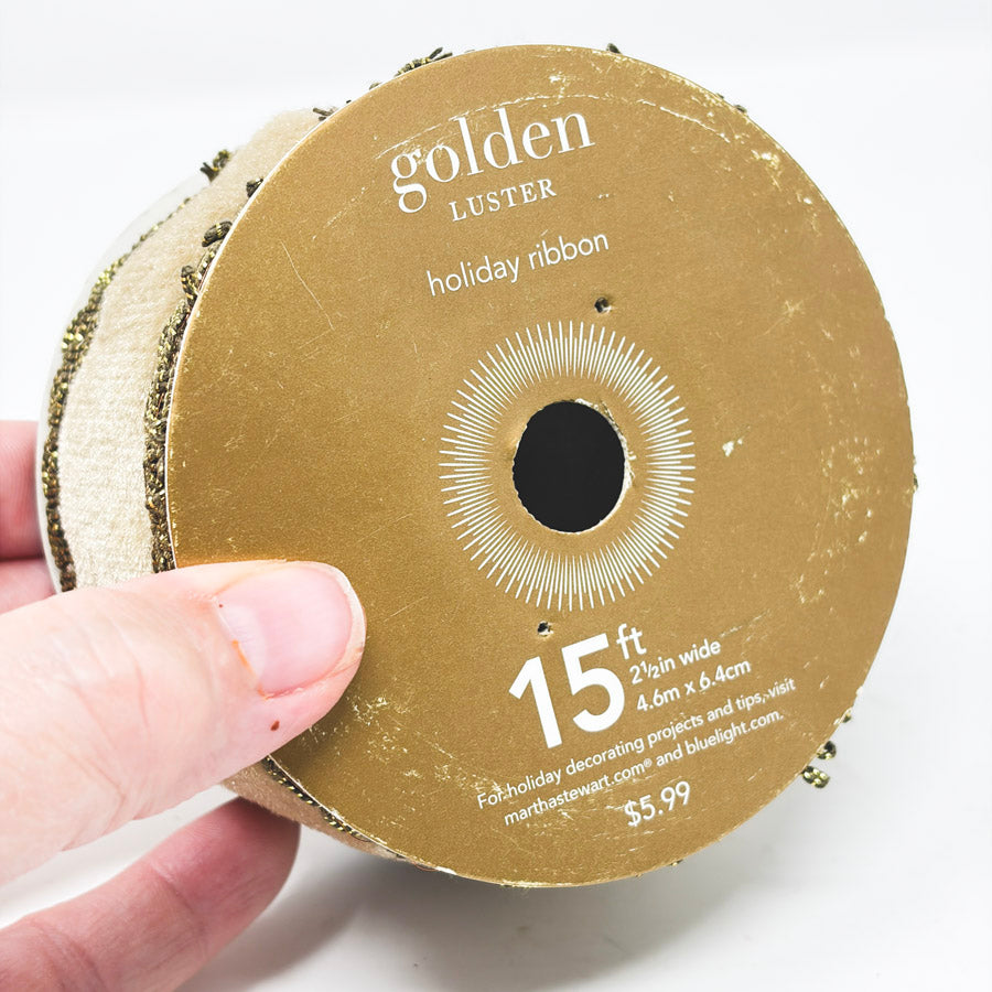 Martha Stewart 2.5" Golden Luster Holiday Ribbon