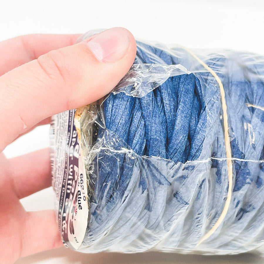 Plaid Dark Blue Twisted Paper for Bow Making