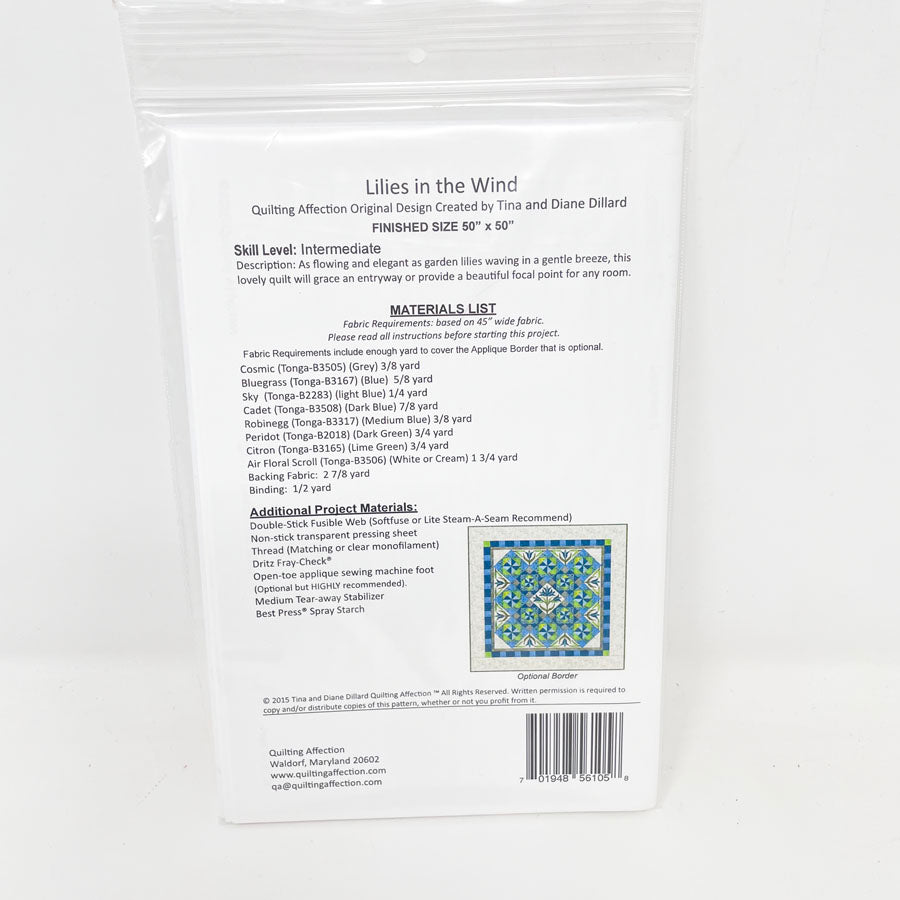 Quilting Affection Lilies in the Wind Quilt Pattern by Tina and Diane Dillard