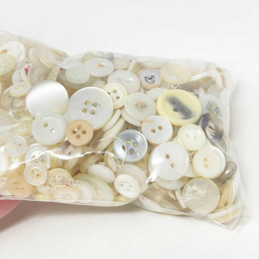 Large Bundle of White Buttons
