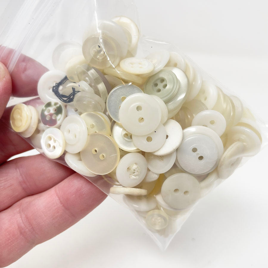 Bundle of Vintage Mix-Size White Buttons