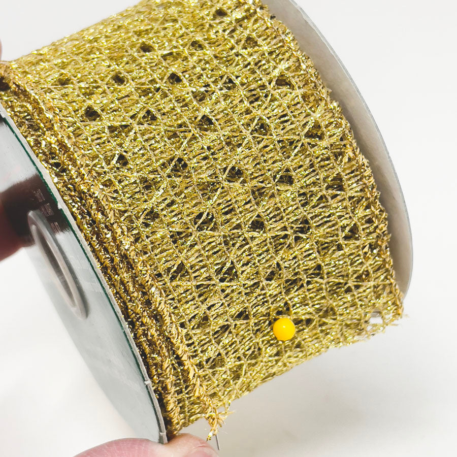 Holiday Time Holiday Metallic Gold Holiday Ribbon- 2" wide