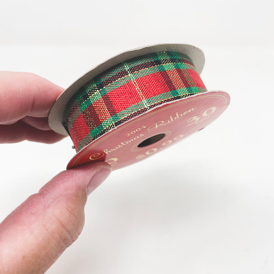 Hobby Lobby Christmas Ribbon- Red, green, and gold plaid 1" wide