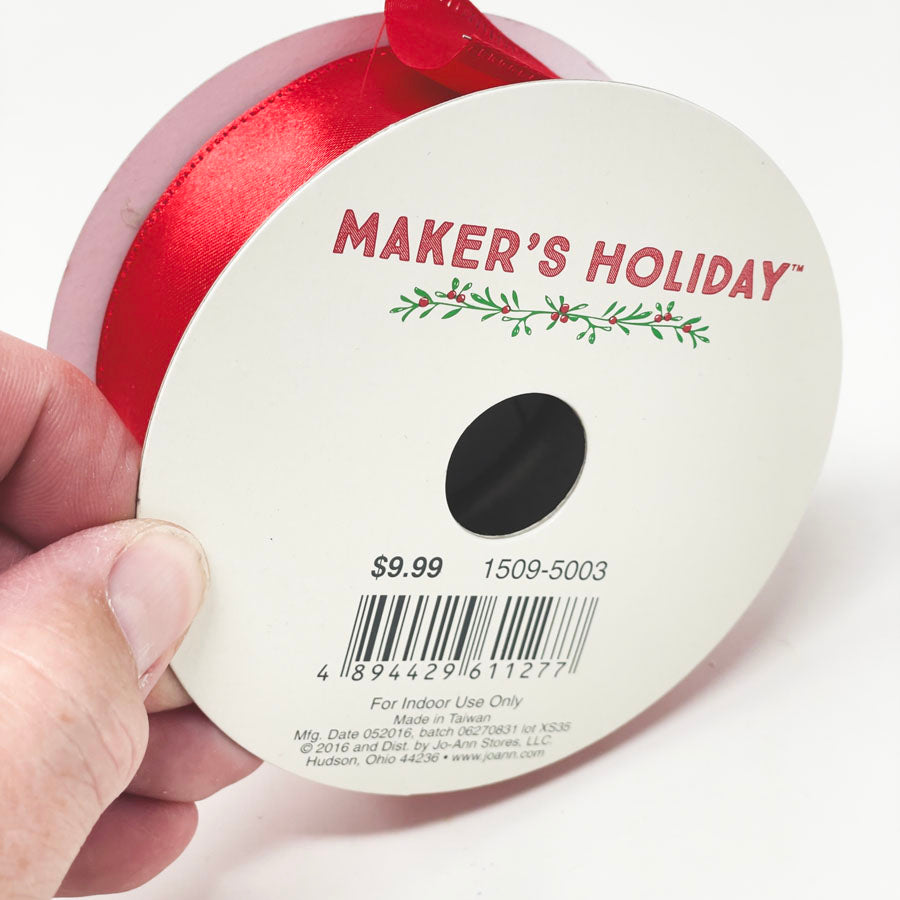 Maker's Holiday Red Satin Ribbon 1 1/2" wide