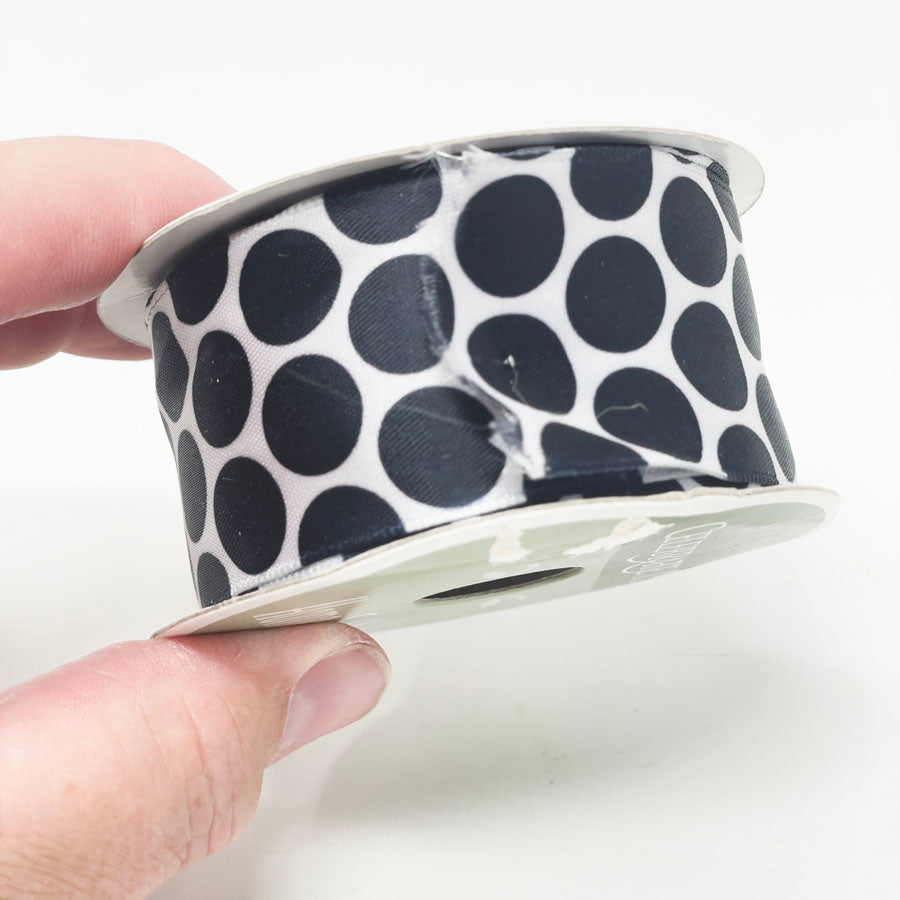 Celebrate it- black and white polka dot ribbon- 1 1/2" wide